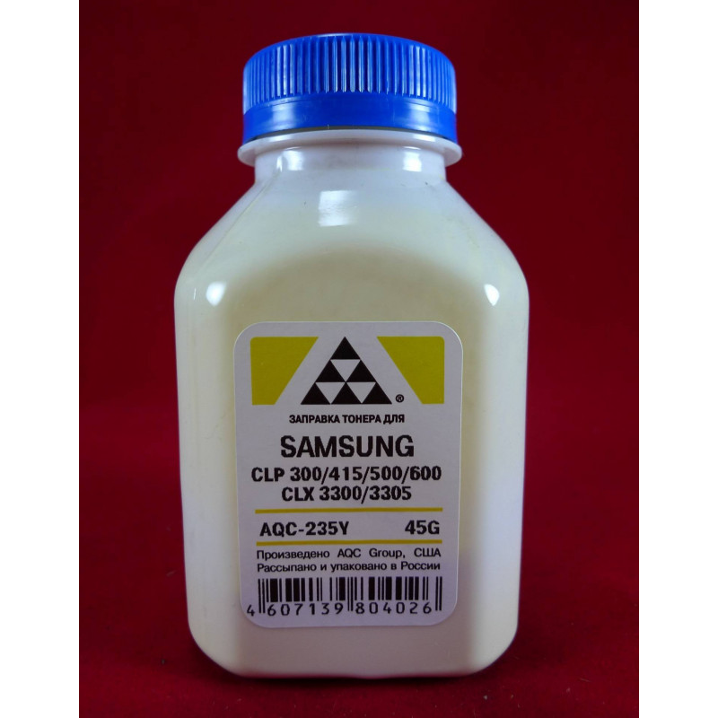 Тонер SAMSUNG CLP 300/315/320/325/360/415/500/510/600/610/660/CLX3300/3305 Yellow (фл. 45г) AQC-США фас.Россия