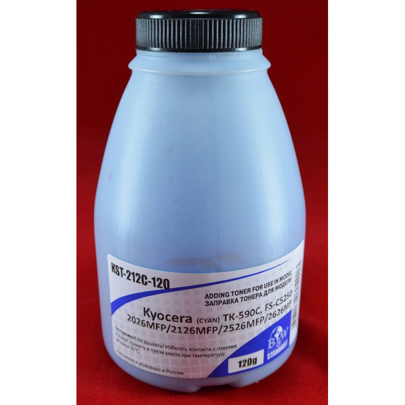 Тонер для Kyocera TK-590C, FS-C5250/2026MFP/2126MFP/2526MFP Cyan (фл. 120г) 5K B&W Standart Tomoegawa фас.Россия