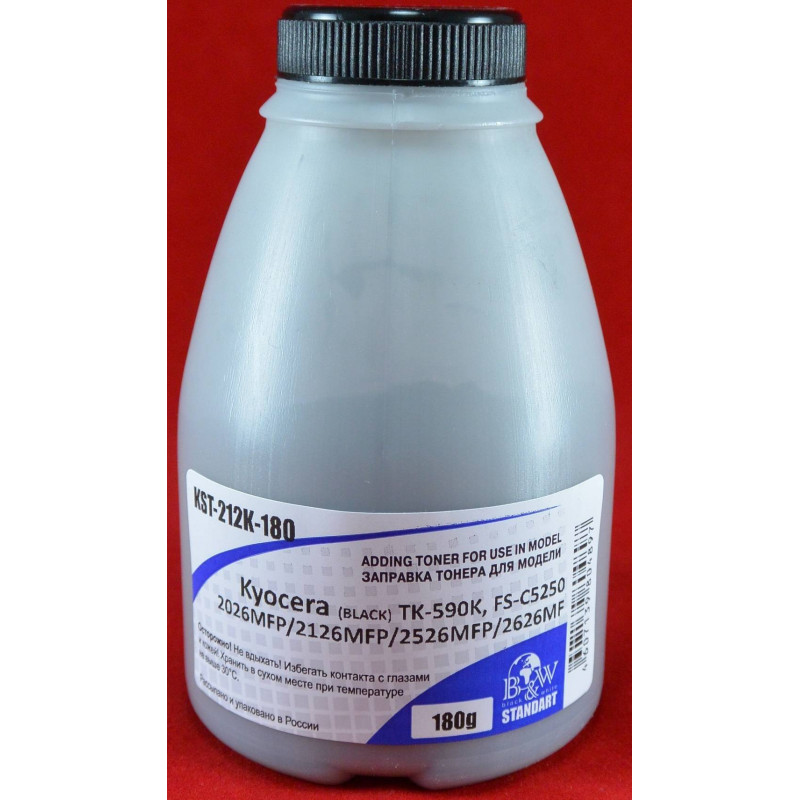 Тонер для Kyocera TK-590K, FS-C5250/2026MFP/2126MFP/2526MFP Black (фл. 180г) 7K B&W Standart Tomoegawa фас.Россия