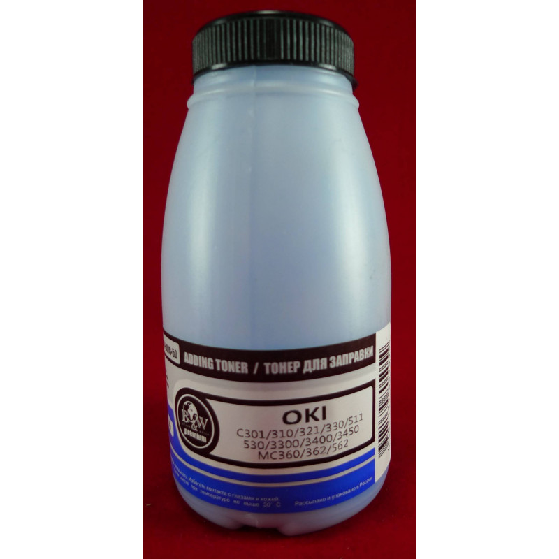 Тонер OKI C301/310/321/330/511/530/3300/3400/3450, MC360/362/562 Cyan (фл. 50г) B&W Premium Tomoegawa фас.Россия