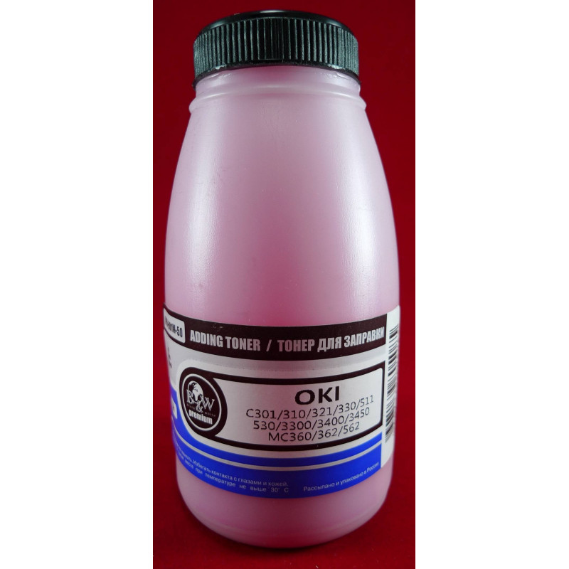 Тонер OKI C301/310/321/330/511/530/3300/3400/3450, MC360/362/562 Magenta (фл. 50г) B&W Premium Tomoegawa фас.Россия
