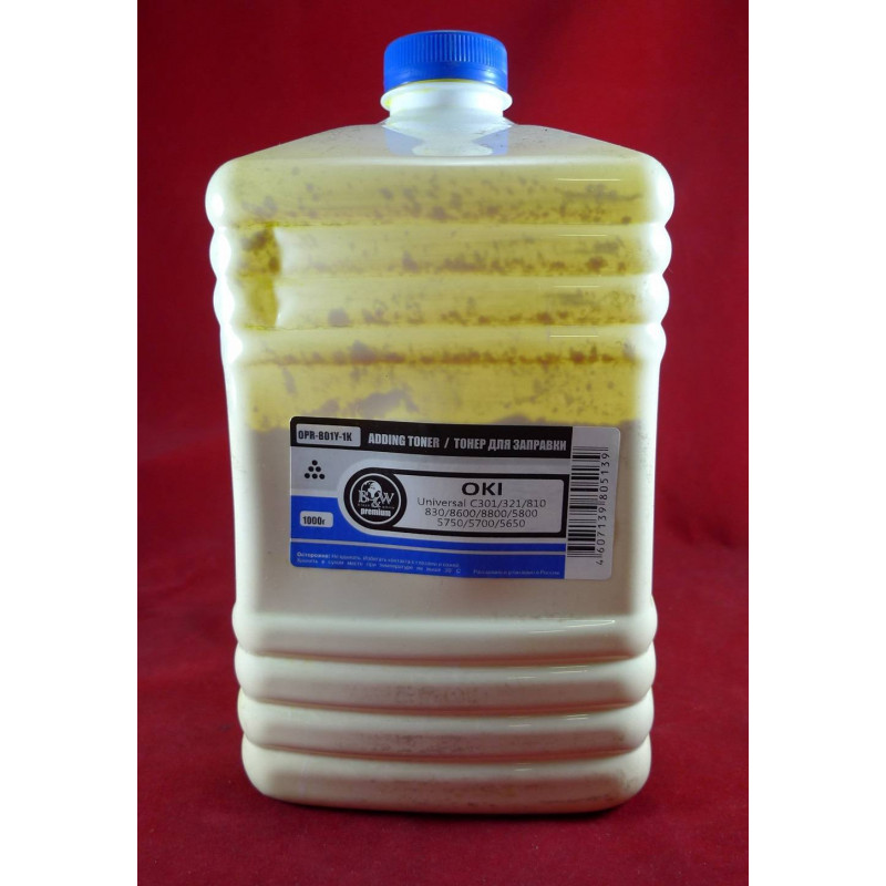 Тонер OKI Univ C301/321/810/830/8600/8800/5800/5750/5700/5650 Yellow (кан. 1кг) B&W Premium Tomoegawa фас.Россия