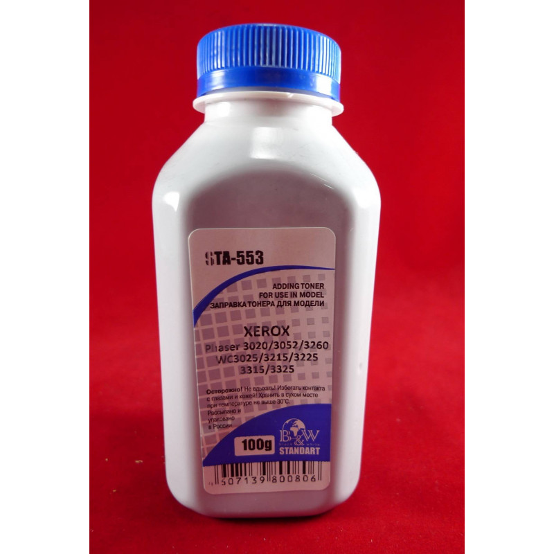 Тонер XEROX Phaser 3020/3052/3260, WC3025/3215/3225/3315/3325 (фл. 100г) B&W Standart фас.Россия