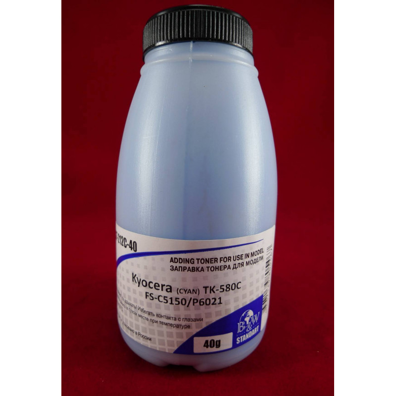 Тонер для Kyocera TK-580C, FS-C5150/P6021 Cyan (фл. 40г) 2.8K B&W Standart Tomoegawa фас.Россия