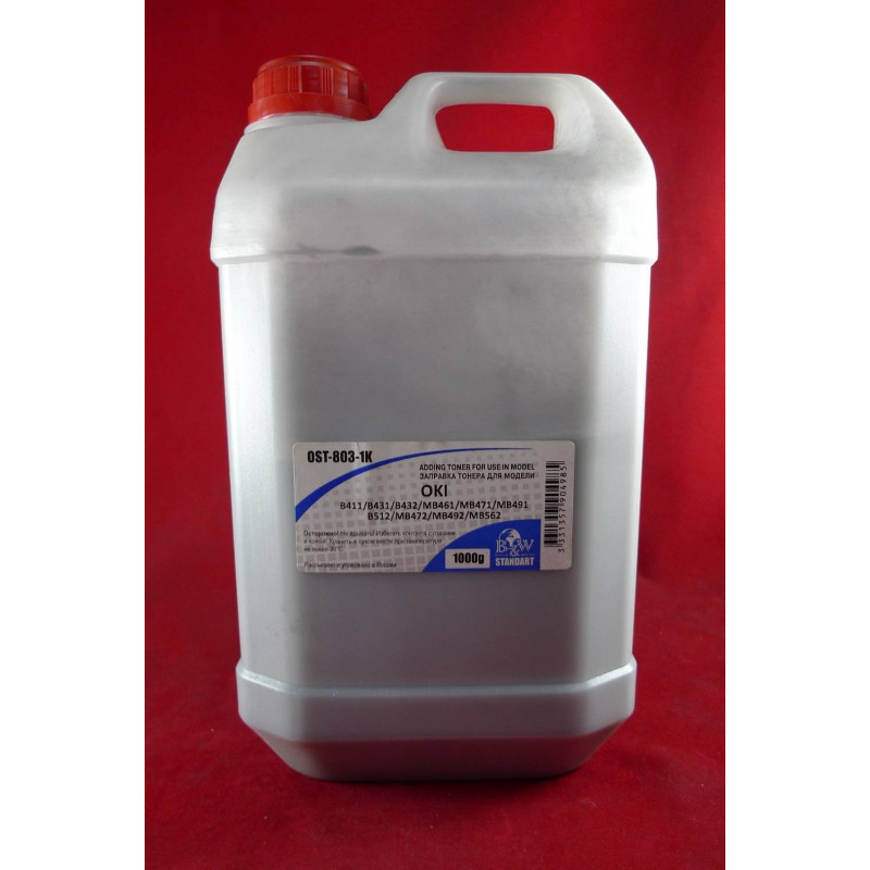 Тонер OKI B411/B431/B432/MB461/MB471/MB491/B512/MB472/MB492/MB562 Black (кан. 1кг) B&W Standart фас.Россия