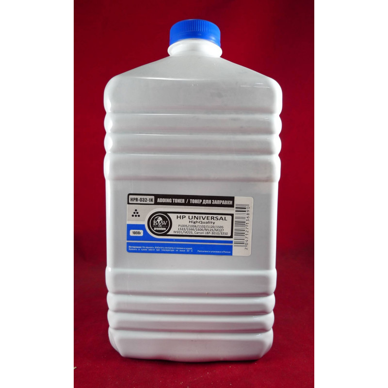 Тонер для картриджей CB435A/CE285A/CE278A/CF283A, CRG-712/725/737/728 (фл. 1кг) B&W Premium фас.Россия