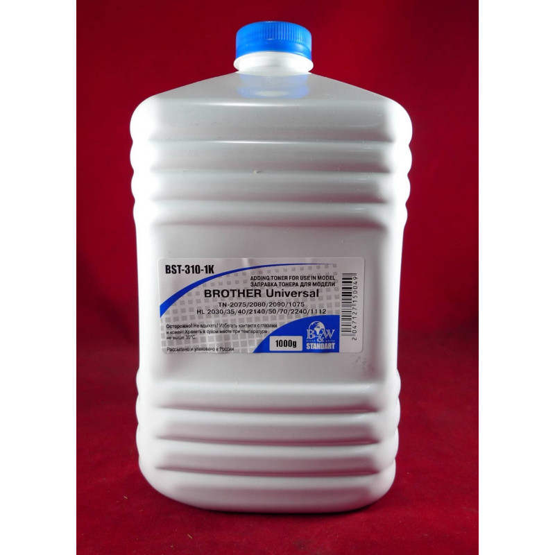 Тонер Brother Universal (TN-2075/2080/2090/1075 HL 2030/35/40/2140/50/70/2240/1112) (фл. 1кг) B&W Standart фас.Россия