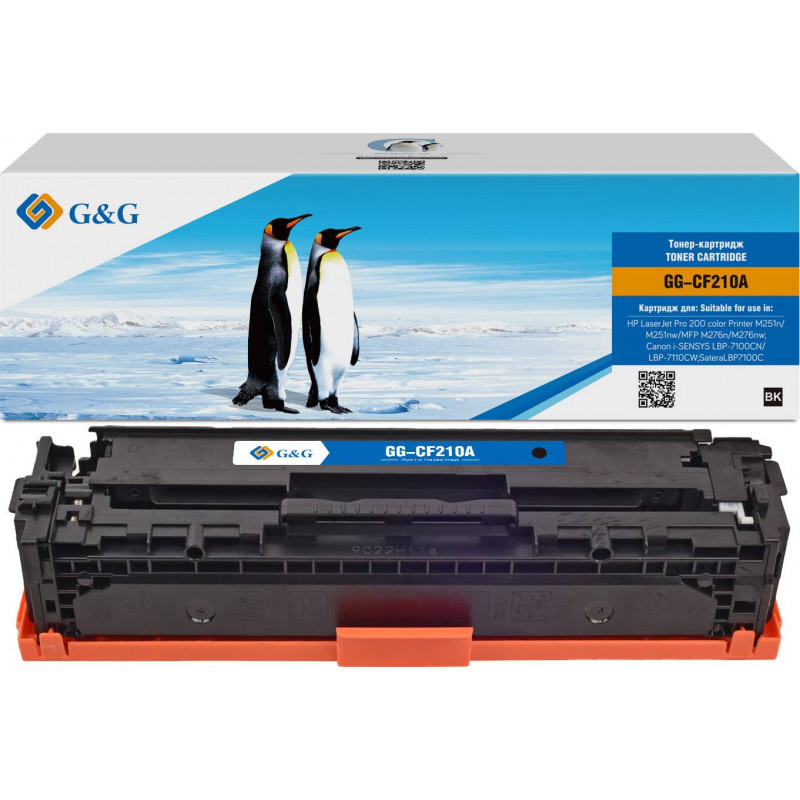 Картридж G&G, аналог HP CF210A/131A/ Canon 131BK/731BK/331BK черный 1.6k с чипом