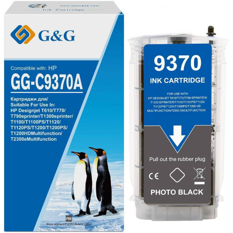 Картридж струйный G&G, аналог HP C9370A/№72 фото черный 130ml с чипом