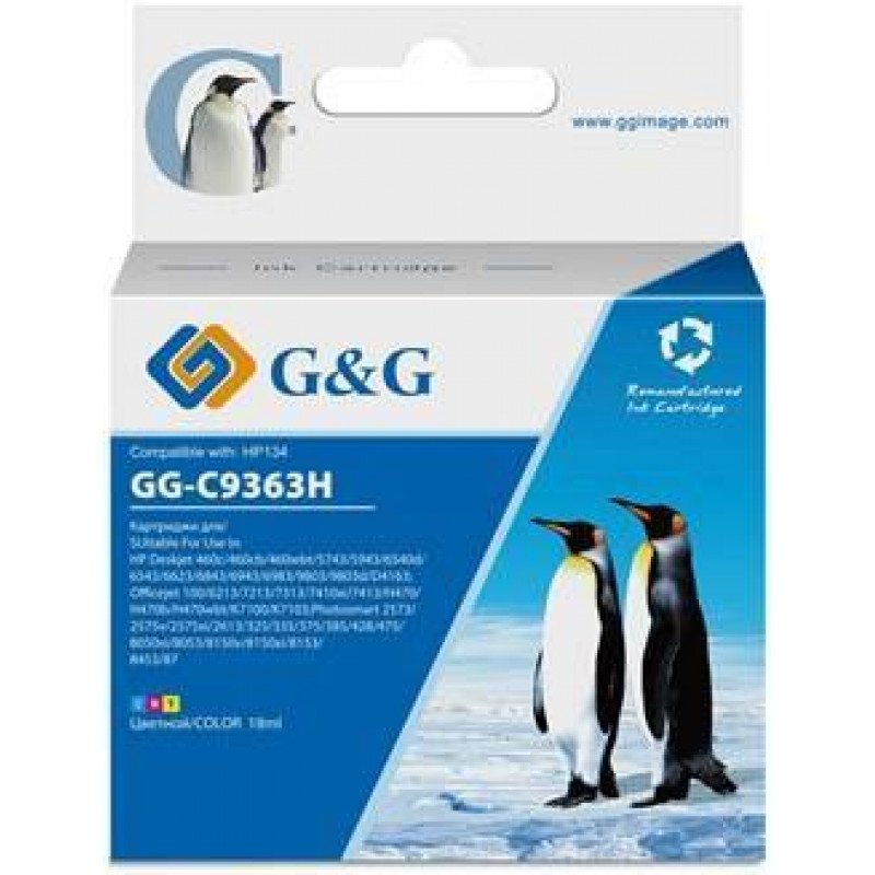 Картридж струйный G&G, аналог HP C9363HE/№134 цветной 14ml