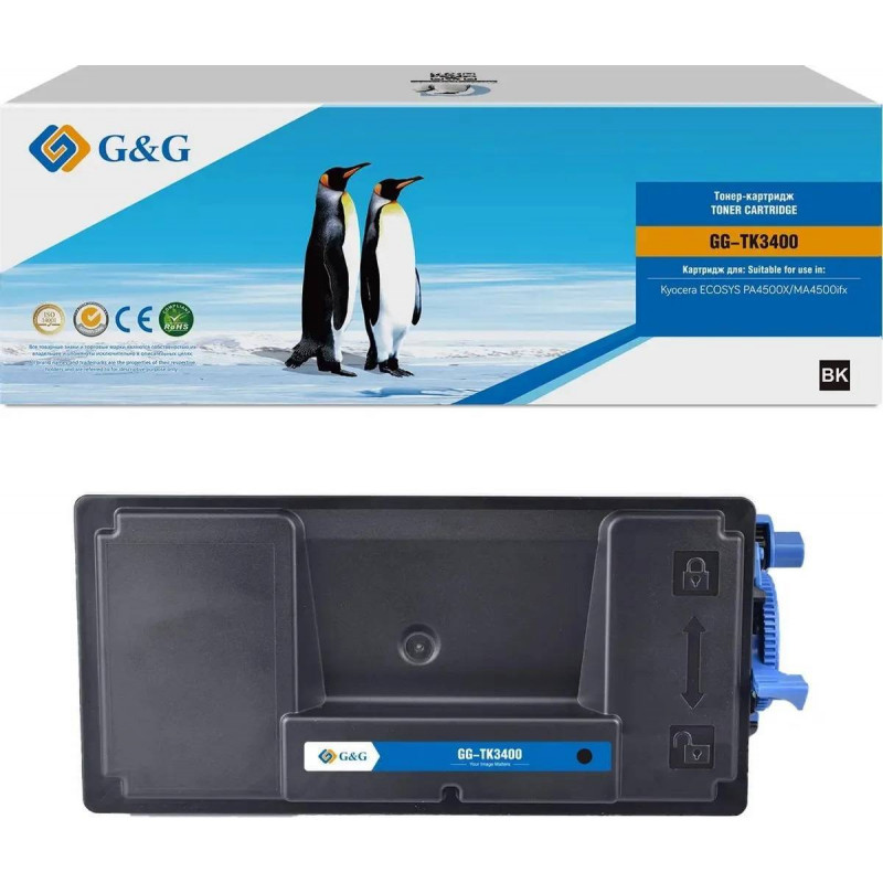 Тонер-картридж G&G, аналог Kyocera TK-3400 12.5k с чипом