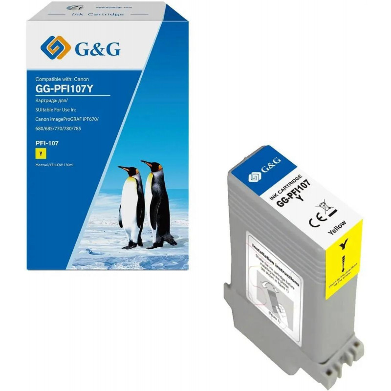 Картридж струйный G&G, аналог Canon 6708B001 желтый 130ml