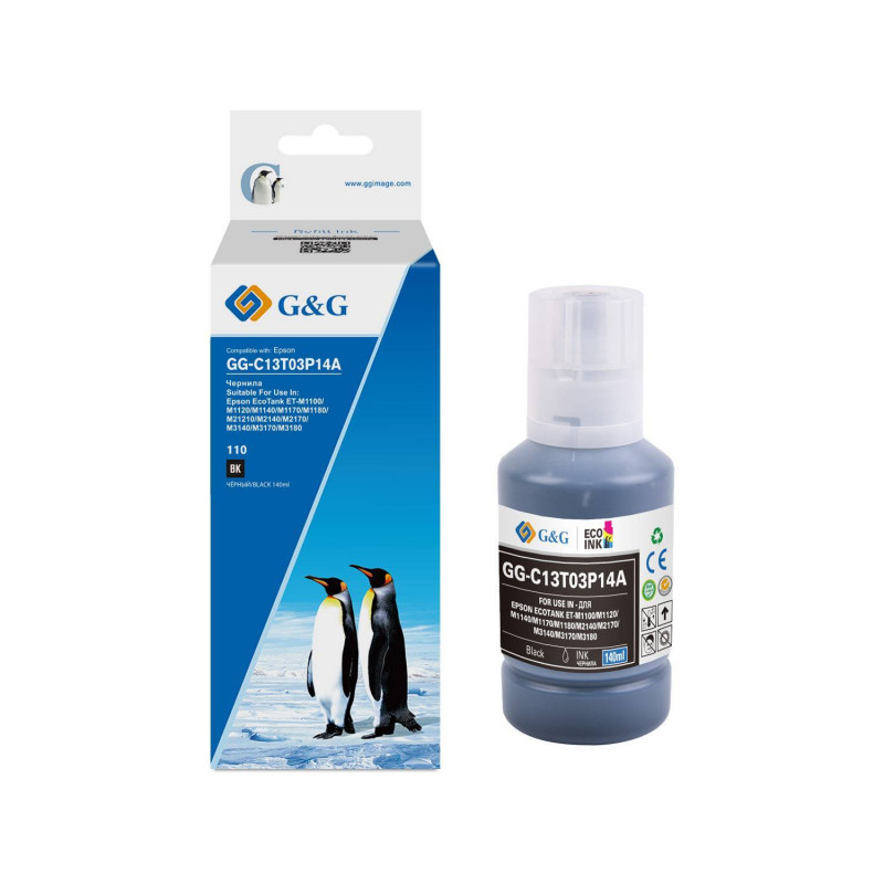 Чернила G&G, аналог Epson C13T03P14A черный 140 ml