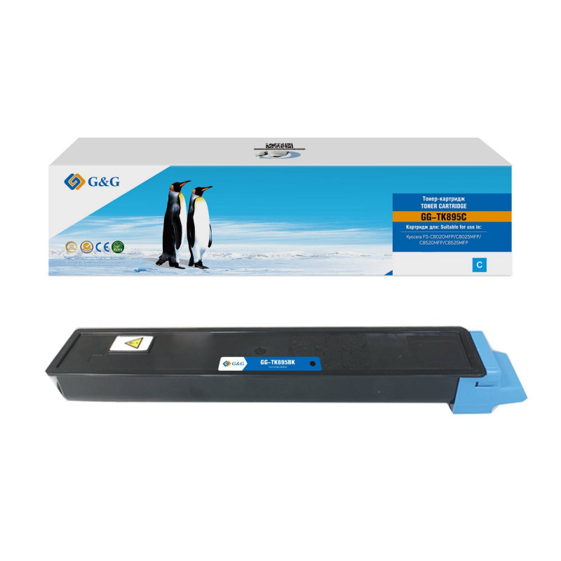 Тонер-картридж G&G, аналог Kyocera TK-895C голубой 6k с чипом