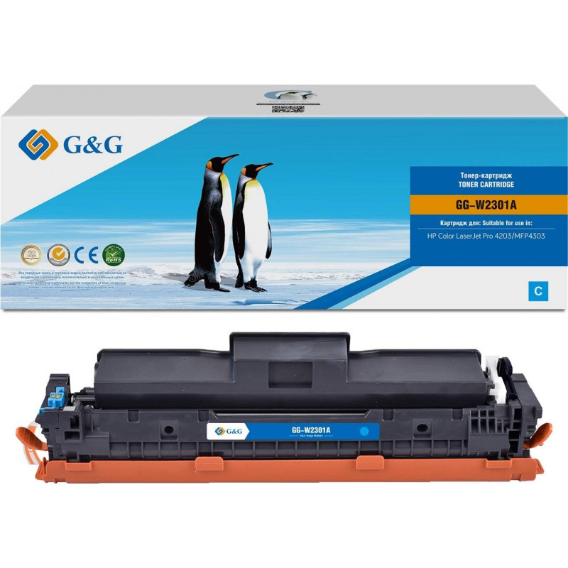 Картридж G&G, аналог HP W2301A голубой 1.8k с чипом