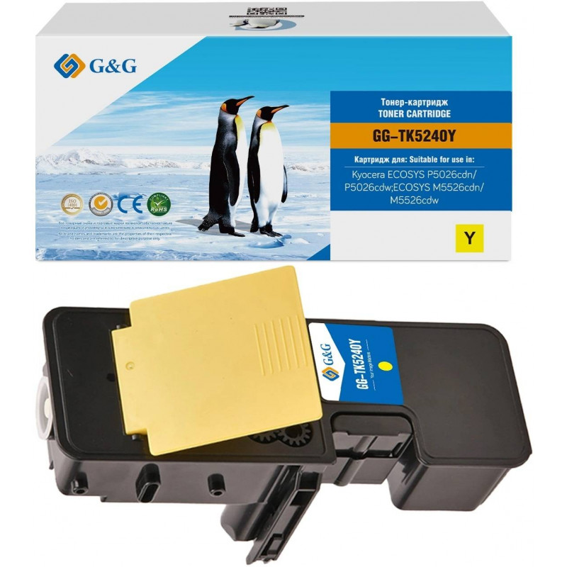 Тонер-картридж G&G, аналог Kyocera TK-5240Y желтый 3k с чипом