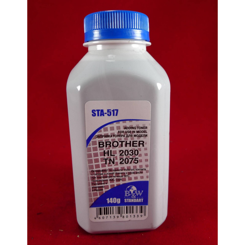 Тонер Brother TN 2075/2085/2135/2175/2275 HL 2030/2035/2040/2075/2140/2150/2170/2240 (фл. 140г) B&W Standart фас.Россия