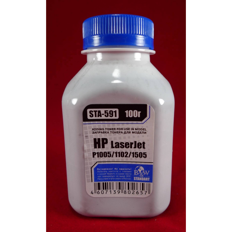 Тонер для картриджей CB436A/CE278A/CE285A/CF283A/CF283X, CRG-713/726/728/737 (фл. 100г) B&W Standart фас.Россия