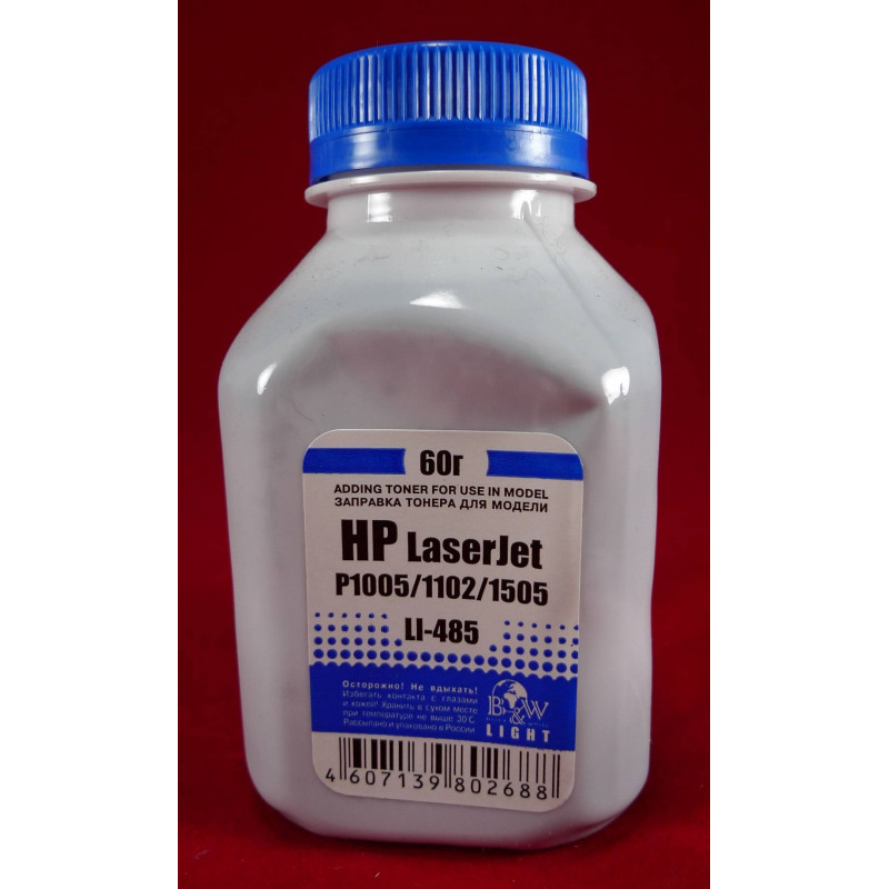 Тонер для картриджей CB435A/CE285A/CF283A/CF244A,CRG-712/725 (фл. 60г) B&W Light фас.Россия