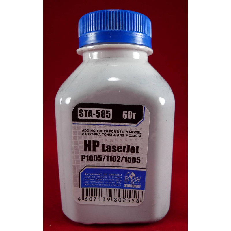 Тонер для картриджей CB435A/CE285A/CF283A/CF244A,CRG-712/725 (фл. 60г) B&W Standart фас.Россия