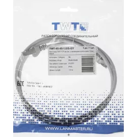 Патч-корд Lanmaster TWT-45-45-1.0/S-GY FTP RJ-45 вил.-вилка RJ-45 кат.5E 1м серый ПВХ (уп.:1шт)