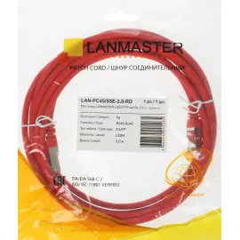 Патч-корд Lanmaster LAN-PC45/S5E-3.0-RD FTP RJ-45 вил.-вилка RJ-45 кат.5E 3м красный LSZH (уп.:1шт)