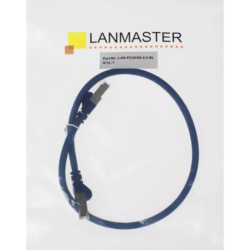 Патч-корд Lanmaster LAN-PC45/S6-0.5-BL FTP RJ-45 вил.-вилка RJ-45 кат.6 0.5м синий LSZH (уп.:1шт)
