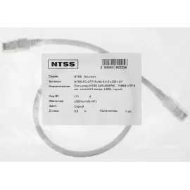 Патч-корд NTSS NTSS-PC-UTP-RJ45-6-0.5-LSZH-GY UTP RJ-45 вил.-вилка RJ-45 кат.6 0.5м серый LSZH 24AWG