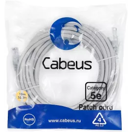 Патч-корд Cabeus PC-UTP-RJ45-CAT.5E-20M-LSZH U/UTP RJ-45 вил.-вилка RJ-45 кат.5E 20м серый LSZH