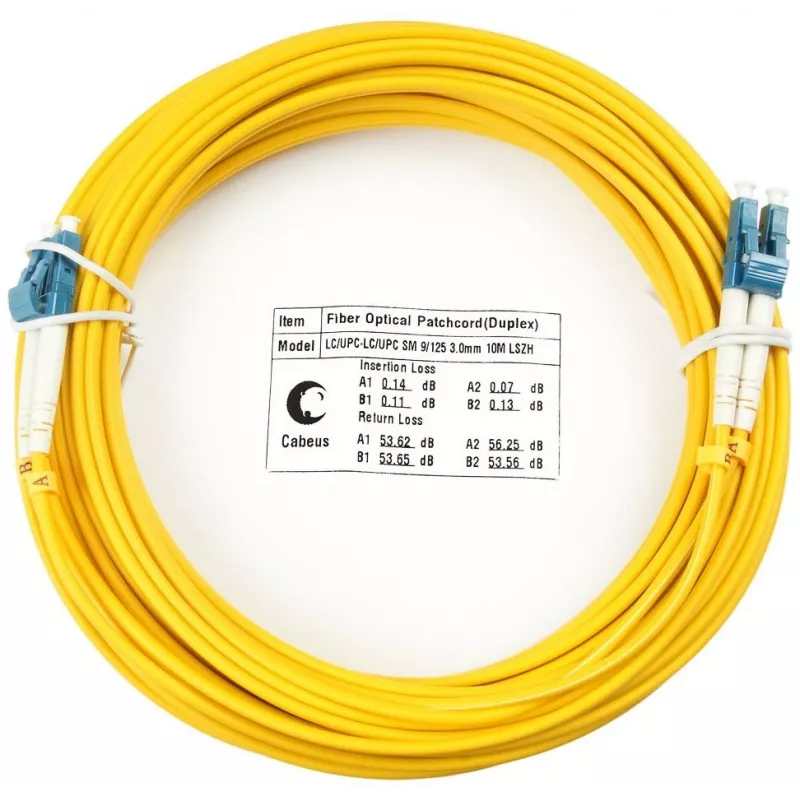 Патч-корд Cabeus FOP(D)-9-LC-LC-10M 2x9/125 OS2 LC дуплекс-LC дуплекс 10м LSZH желтый