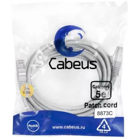 Патч-корд Cabeus PC-FTP-RJ45-CAT.5E-3M-LSZH F/UTP RJ-45 вил.-вилка RJ-45 кат.5E 3м серый LSZH