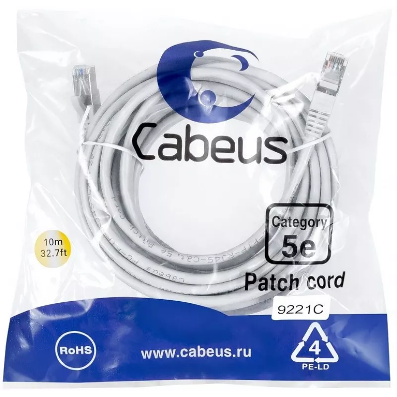 Патч-корд Cabeus PC-FTP-RJ45-CAT.5E-20M-LSZH F/UTP RJ-45 вил.-вилка RJ-45 кат.5E 20м серый LSZH