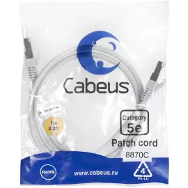 Патч-корд Cabeus PC-FTP-RJ45-CAT.5E-1M-LSZH F/UTP RJ-45 вил.-вилка RJ-45 кат.5E 1м серый LSZH