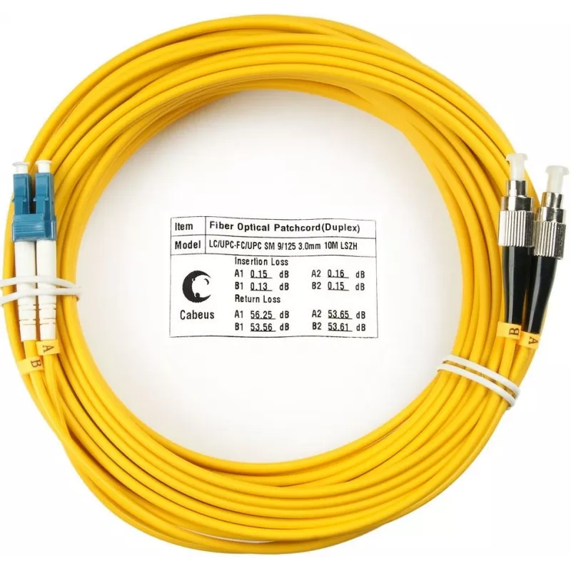 Патч-корд Cabeus FOP(D)-9-LC-FC-20M 2x9/125 OS2 LC дуплекс-FC дуплекс 20м LSZH желтый
