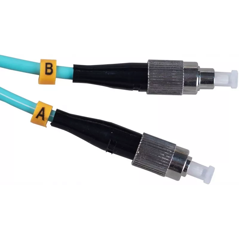 Патч-корд Cabeus FOP-50-FC-FC-1M 2x50/125 OM3 FC дуплекс-FC дуплекс 1м LSZH бирюзовый