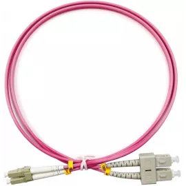 Патч-корд Cabeus FOP-50-OM4-LC-SC-1M 2x50/125 OM4 LC дуплекс-SC дуплекс 1м LSZH фиолетовый