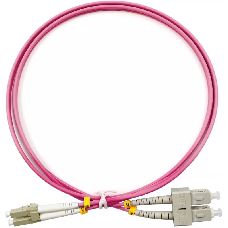 Патч-корд Cabeus FOP-50-OM4-LC-SC-1M 2x50/125 OM4 LC дуплекс-SC дуплекс 1м LSZH фиолетовый