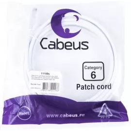 Патч-корд Cabeus PC-UTP-RJ45-CAT.6-3M-WH-LSZH U/UTP RJ-45 вил.-вилка RJ-45 кат.6 3м белый LSZH