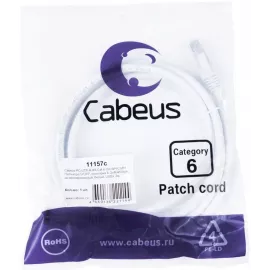 Патч-корд Cabeus PC-UTP-RJ45-CAT.6-2M-WH-LSZH U/UTP RJ-45 вил.-вилка RJ-45 кат.6 2м белый LSZH
