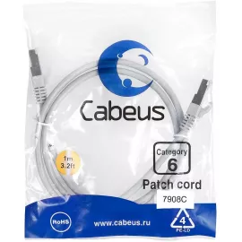 Патч-корд Cabeus PC-FTP-RJ45-CAT.6-1M-LSZH F/UTP RJ-45 вил.-вилка RJ-45 кат.6 1м серый LSZH