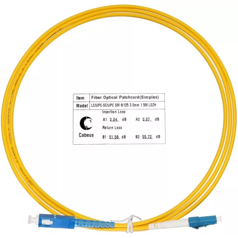 Патч-корд Cabeus FOP(S)-9-LC-SC-1,5M 1x9/125 OS2 LC-SC 1.5м LSZH желтый