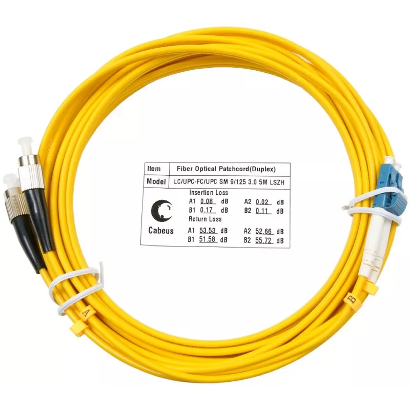 Патч-корд Cabeus FOP(D)-9-LC-FC-5M 2x9/125 OS2 LC дуплекс-FC дуплекс 5м LSZH желтый