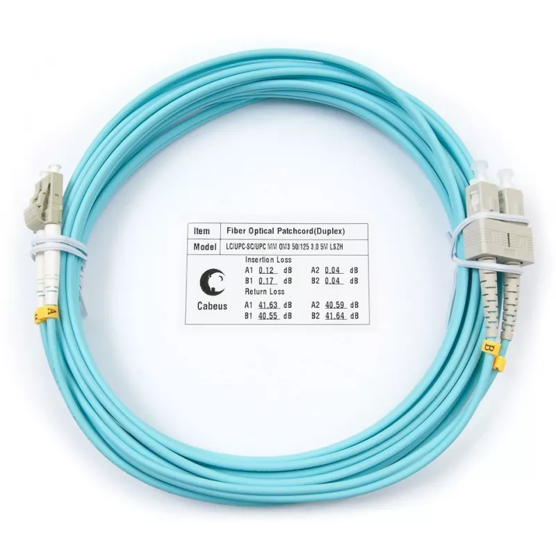 Патч-корд Cabeus FOP-50-LC-SC-5M 2x50/125 OM3 LC дуплекс-SC дуплекс 5м LSZH бирюзовый