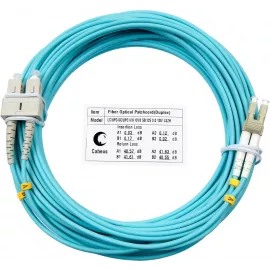 Патч-корд Cabeus FOP-50-LC-SC-10M 2x50/125 OM3 LC дуплекс UPC-SC дуплекс UPC 10м LSZH бирюзовый