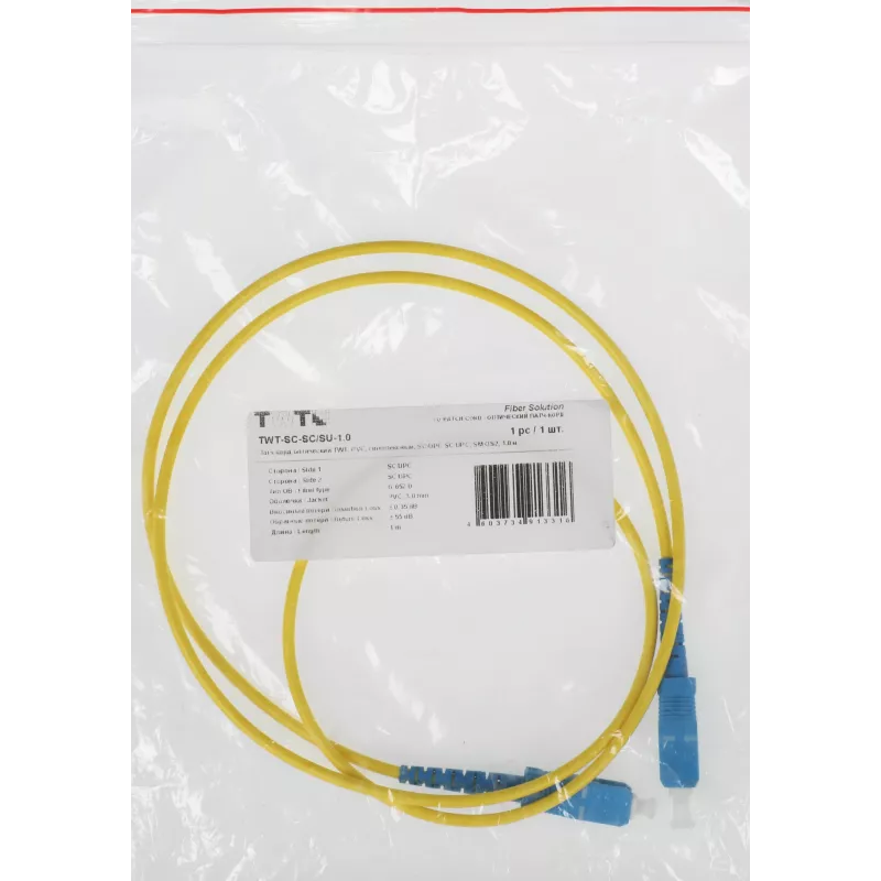 Патч-корд Lanmaster TWT-SC-SC/SU-1.0 1x9/125 OS1/OS2 SC-SC 1м ПВХ желтый