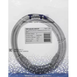 Патч-корд Lanmaster TWT-45-45-3.0/6-GY UTP RJ-45 вил.-вилка RJ-45 кат.6 3м серый ПВХ (уп.:1шт)