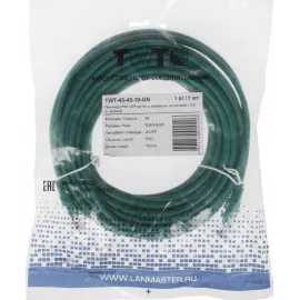 Патч-корд Lanmaster TWT-45-45-10-GN UTP RJ-45 вил.-вилка RJ-45 кат.5E 10м зеленый ПВХ (уп.:1шт)