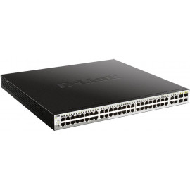 Коммутатор D-Link DGS-1210-52MP/F (L2) 48x1Гбит/с 4xКомбо(1000BASE-T/SFP) 4SFP 48PoE 370W настраиваемый