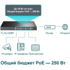 Коммутатор TP-Link TL-SL1226P (L2) 24x100Мбит/с 2x1Гбит/с 2xКомбо(1000BASE-T/SFP) 24PoE+ 250W неуправляемый