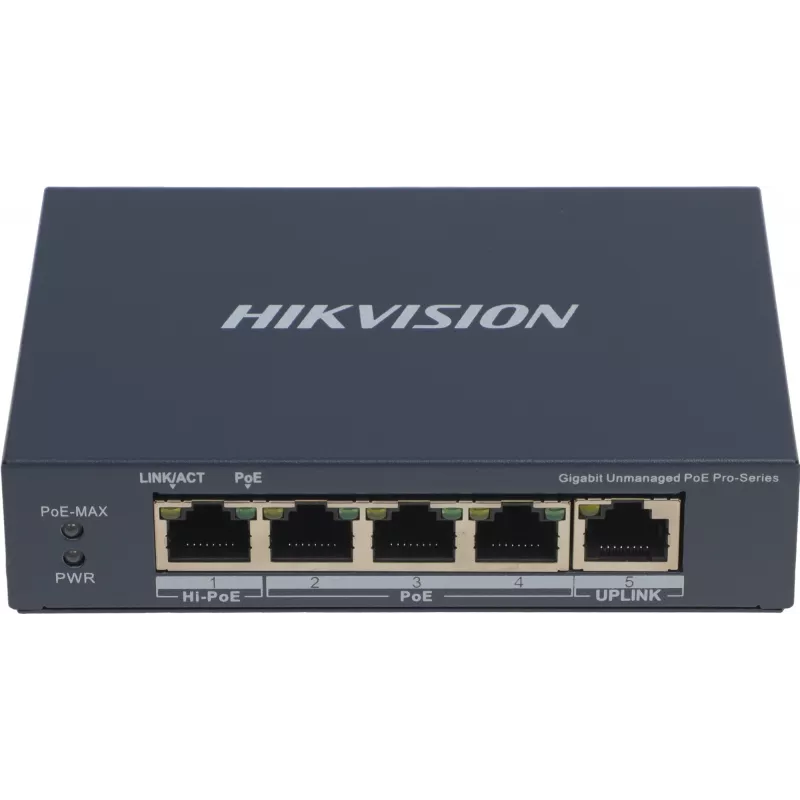 Коммутатор Hikvision DS-3E0505HP-E 5x1Гбит/с 3PoE+ 1PoE++ 60W неуправляемый